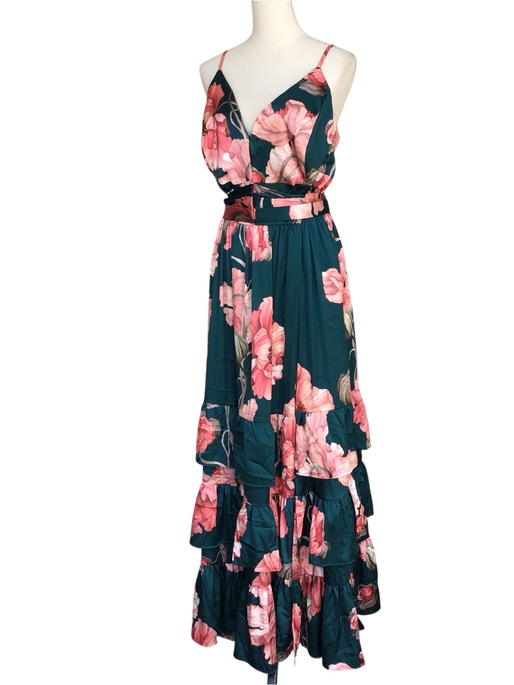 Hutch Guthrie Maxi Dress in Emerald Vining Painted Floral NEW - Picture 7 of 10